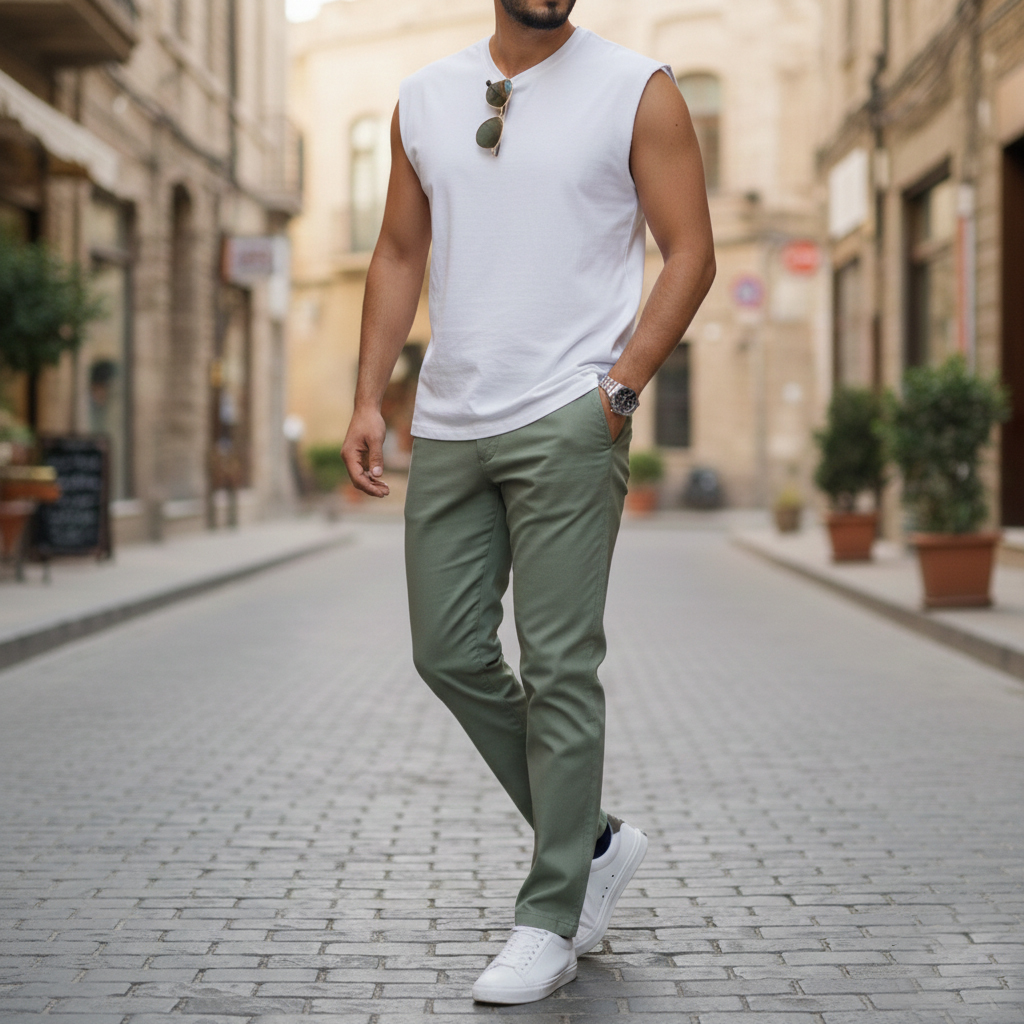 شلوار مردانه بنگال کش دم پا ساده مدل Behnam-سبز