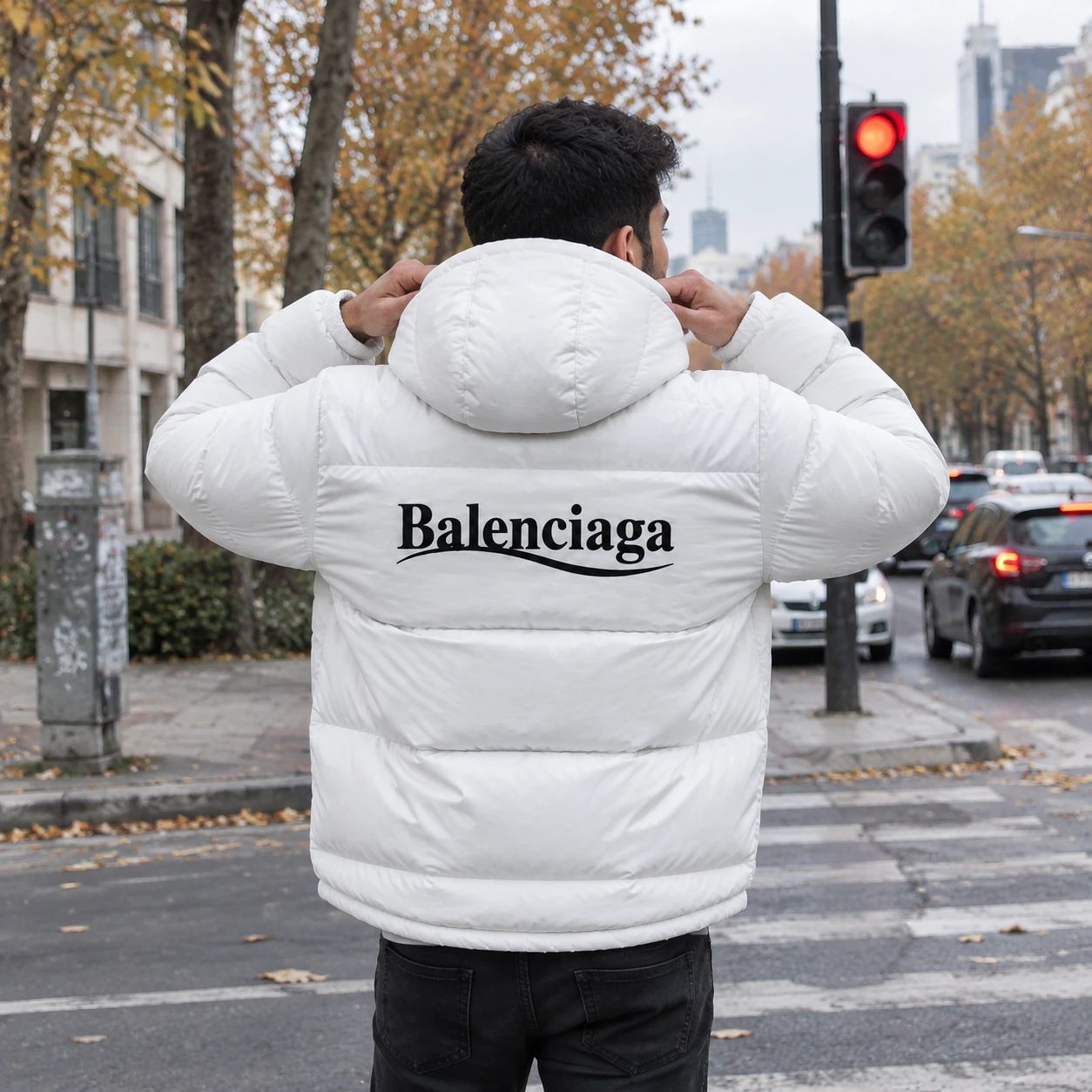 کاپشن ضد آب داخل پشمی Balenciaga-سفید